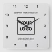 Aangepaste zakelijke Logo Minimale grijs Vierkante Klok (Voorkant)