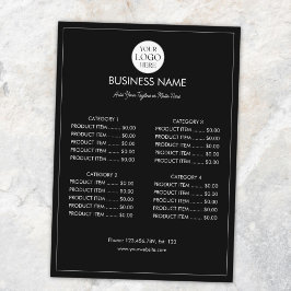Aangepaste Zakelijke Logo Moderne Menu Prijslijst 