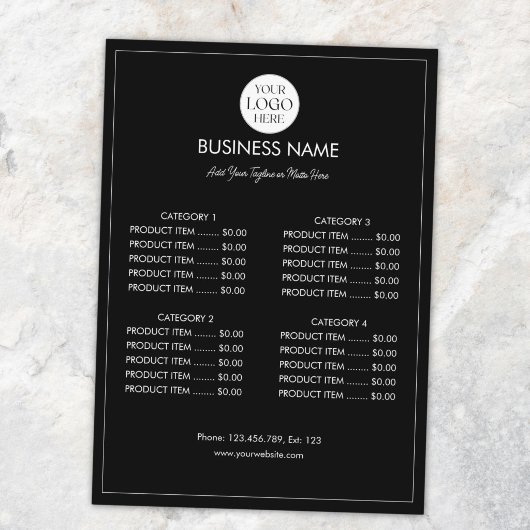 Aangepaste Zakelijke Logo Moderne Menu Prijslijst