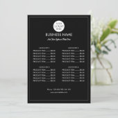 Aangepaste Zakelijke Logo Moderne Menu Prijslijst (Staand voorkant)