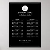 Aangepaste Zakelijke Logo Moderne Menu Prijslijst Poster (Voorkant)