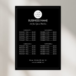Aangepaste Zakelijke Logo Moderne Menu Prijslijst  Poster