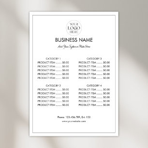 Aangepaste Zakelijke Logo Moderne Menu Prijslijst Poster