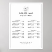 Aangepaste Zakelijke Logo Moderne Menu Prijslijst Poster (Voorkant)