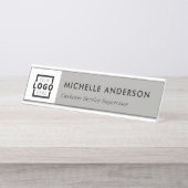 Aangepaste zakelijke Logo moderne werknemer grijs Bureau Naambordje (Voorkant)