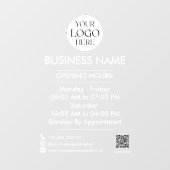 Aangepaste Zakelijke Logo Naam QR Code Openingsure Raamsticker (Vel)