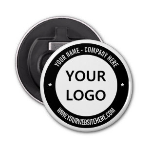 Aangepaste zakelijke Logo Naam Website Kleurstempe Button Flesopener
