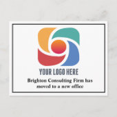 Aangepaste zakelijke Logo Onze Kantoor is verplaat Briefkaart (Voorkant)
