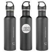 Aangepaste zakelijke logo op de zwarte QR-code web Waterfles