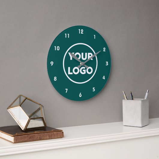 Aangepaste zakelijke Logo op eenvoudige Blauwgroen Grote Klok (Kantoor)