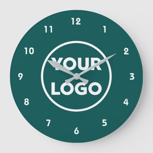 Aangepaste zakelijke Logo op eenvoudige Blauwgroen Grote Klok (Voorkant)