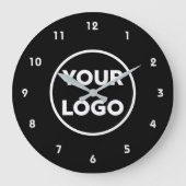 Aangepaste zakelijke Logo op eenvoudige zwarte ach Grote Klok (Voorkant)