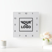 Aangepaste zakelijke Logo op minimale grijze achte Vierkante Klok (Huis)