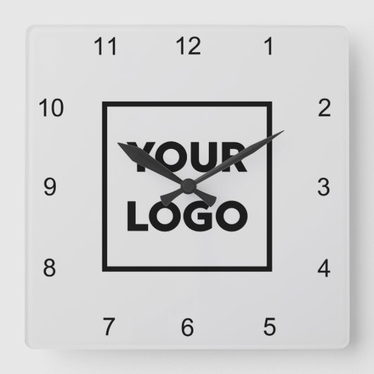 Aangepaste zakelijke Logo op minimale grijze achte Vierkante Klok (Voorkant)