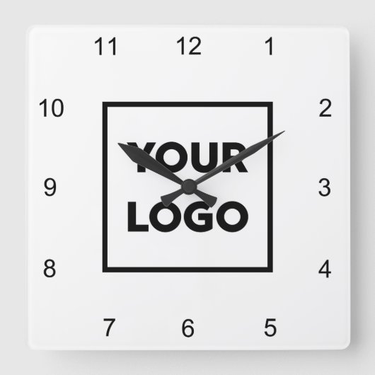 Aangepaste zakelijke Logo op minimale witte achter Vierkante Klok (Voorkant)