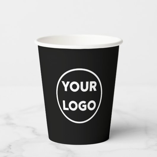 Aangepaste zakelijke Logo op zwart merk Papieren Bekers (Achterkant)