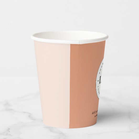 Aangepaste zakelijke Logo Peach Boho Waves Papieren Bekers (Rechts)