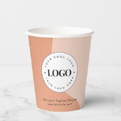 Aangepaste zakelijke Logo Peach Boho Waves Papieren Bekers (Voorkant)