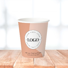Aangepaste zakelijke Logo Peach Boho Waves Papieren Bekers