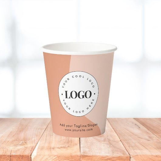 Aangepaste zakelijke Logo Peach Boho Waves Papieren Bekers