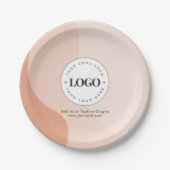 Aangepaste zakelijke Logo Peach Boho Waves Papieren Bordje (Voorkant)