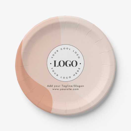 Aangepaste zakelijke Logo Peach Boho Waves Papieren Bordje (Voorkant)