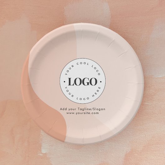 Aangepaste zakelijke Logo Peach Boho Waves Papieren Bordje