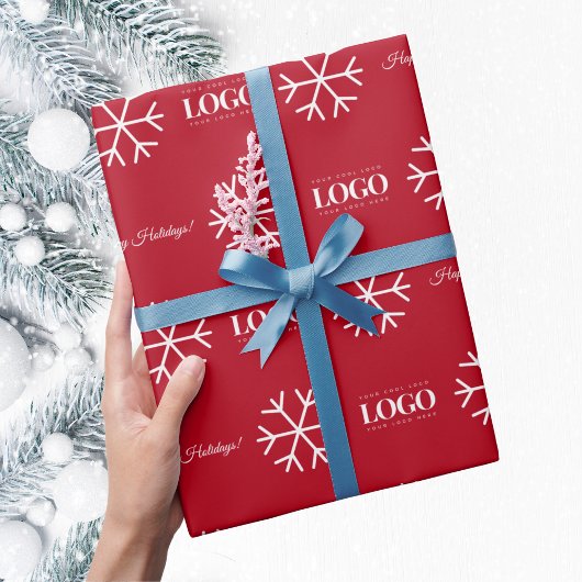 Aangepaste zakelijke Logo Prettige feestdagen teks Cadeaupapier