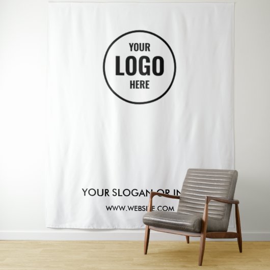 Aangepaste zakelijke Logo | Professioneel Wit Wandkleed (In situ)