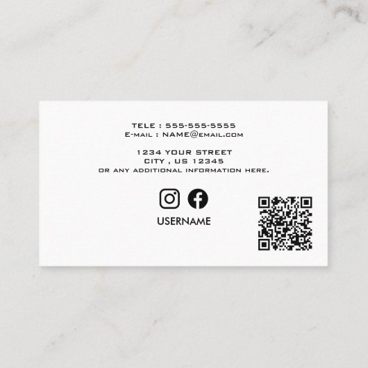 Aangepaste zakelijke Logo | Professionele foto Visitekaartje (Achterkant)