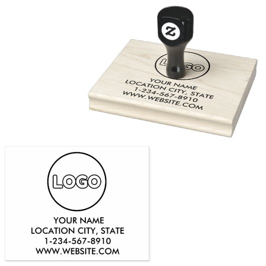 Aangepaste zakelijke Logo QR-code & adres Rubberstempel (Gestempeld)