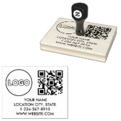 Aangepaste zakelijke Logo QR-code & adres Rubberstempel (Gestempeld)