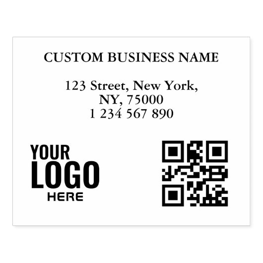 Aangepaste zakelijke Logo QR-code & adres Rubberstempel (Afrduk)