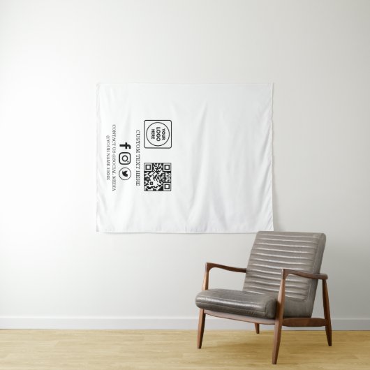 Aangepaste zakelijke logo QR-code branding display Wandkleed (In Situ (horizontaal))