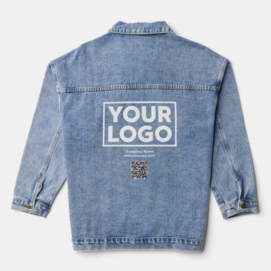 Aangepaste zakelijke Logo QR-code en tekst Denim Jacket (Achterkant)
