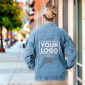 Aangepaste zakelijke logo QR-code en tekst Denim Jacket