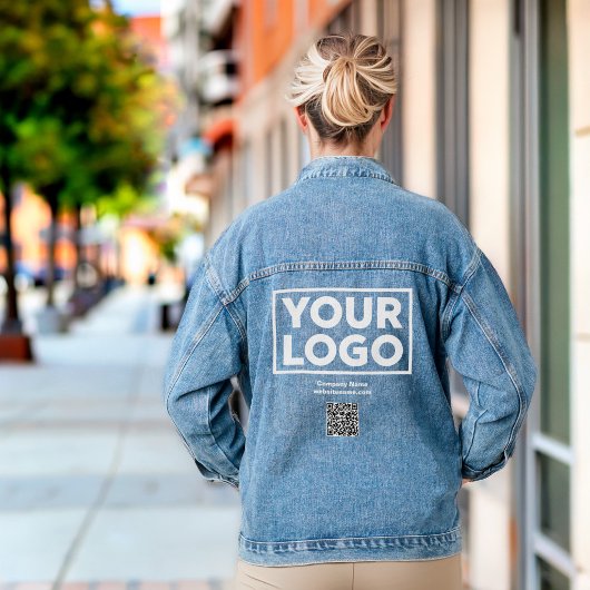 Aangepaste zakelijke logo QR-code en tekst Denim Jacket