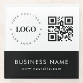 Aangepaste zakelijke Logo QR-code en tekstvak Glazen Onderzetter (Voorkant)