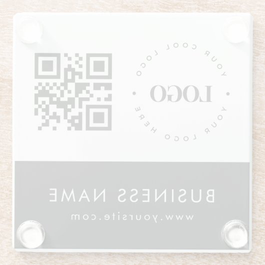 Aangepaste zakelijke Logo QR-code en tekstvak Glazen Onderzetter (Achterkant)