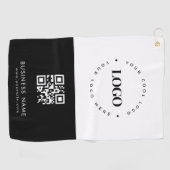 Aangepaste zakelijke Logo QR-code en tekstvak Golfhanddoek (Horizontaal)