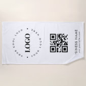 Aangepaste zakelijke Logo QR-code en tekstvak Strandlaken (Voorkant)