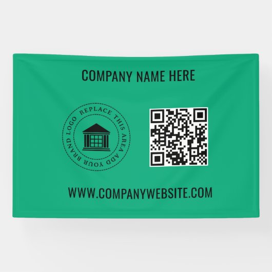 Aangepaste zakelijke Logo | QR-code en website Spandoek (Horizontaal)