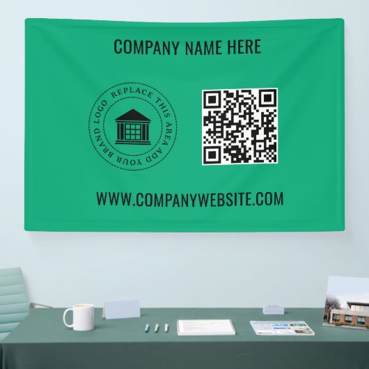 Aangepaste zakelijke Logo | QR-code en website Spandoek (Beurs)
