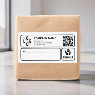Aangepaste zakelijke logo QR-code Fragile waarschu Etiket
