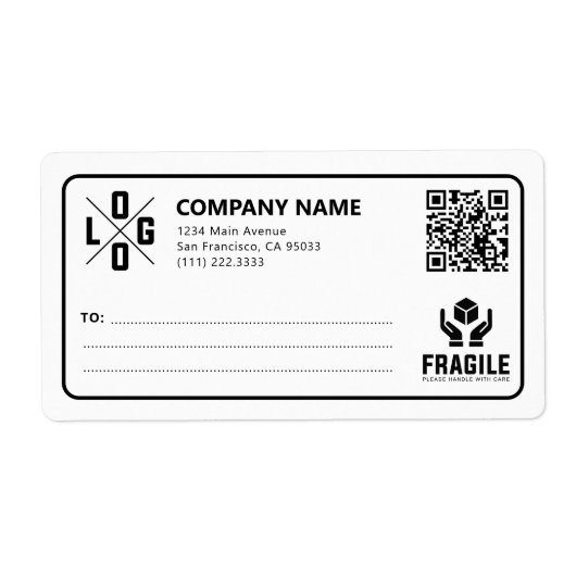 Aangepaste zakelijke logo QR-code Fragile waarschu Etiket (Voorkant)