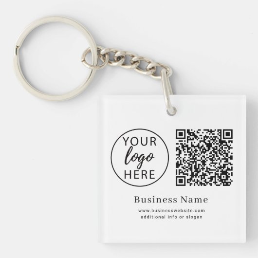 Aangepaste zakelijke logo QR-code minimalistische Sleutelhanger (voorkant)