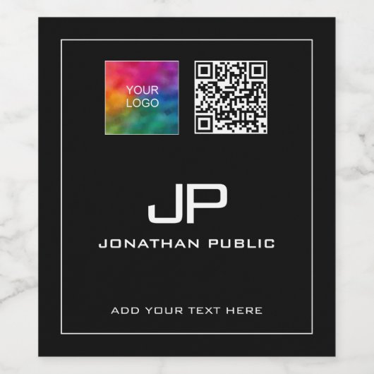 Aangepaste Zakelijke Logo QR Code Monogram Sjabloo Wijn Etiket (Enkel label)