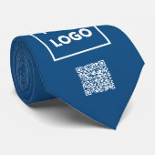 Aangepaste zakelijke Logo QR-code op blauw 2 zijdi Stropdas (Opgerold)