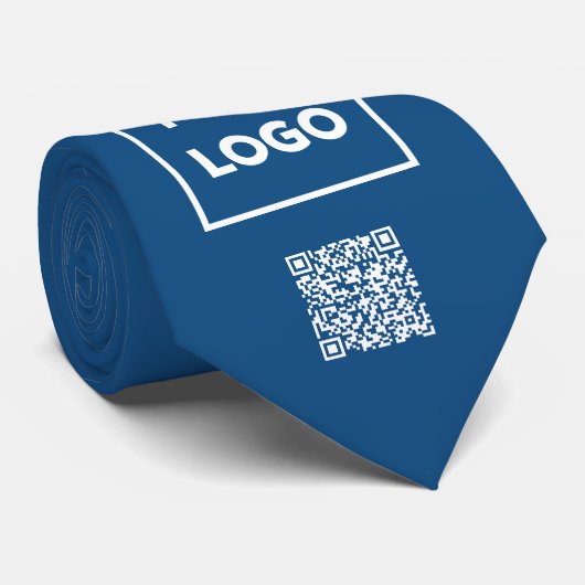 Aangepaste zakelijke Logo QR-code op blauw 2 zijdi Stropdas (Opgerold)