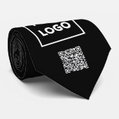 Aangepaste zakelijke Logo QR-code op zwart 2 zijdi Stropdas (Opgerold)